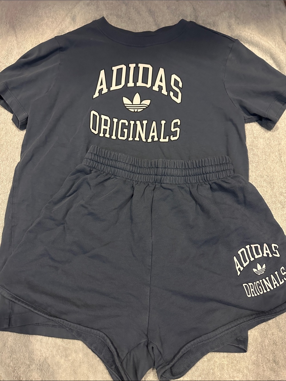 Blue adidas size XS short and shirt set